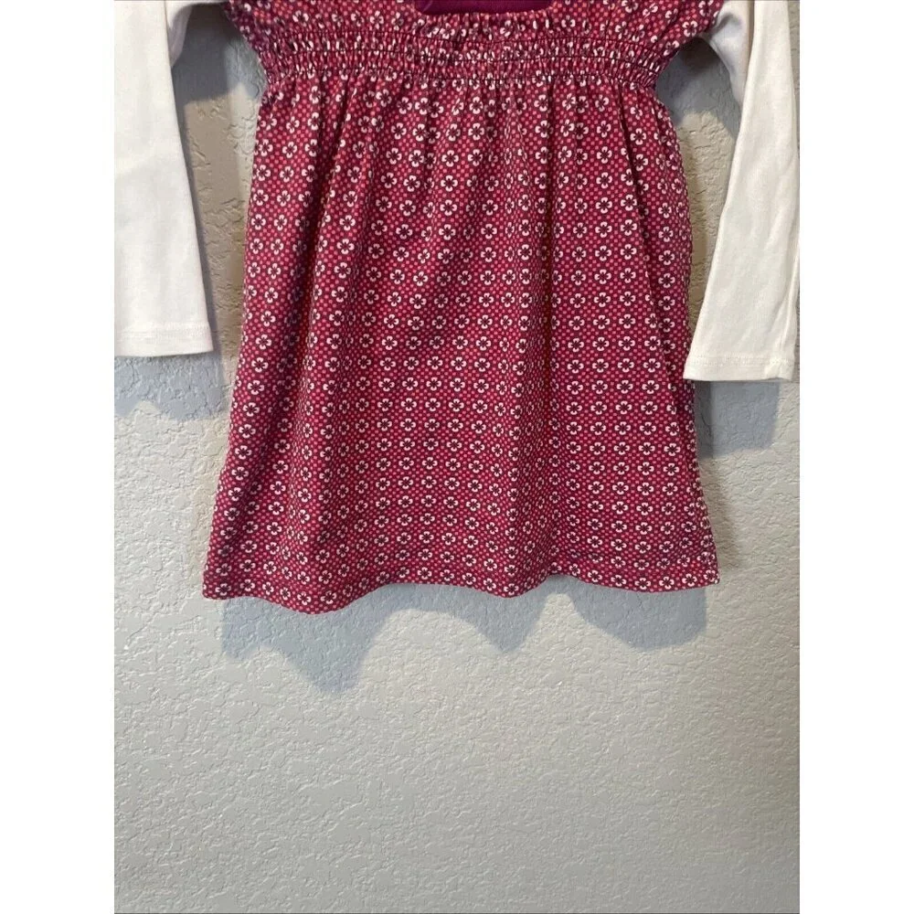 TEA COLLECTION Girls Dress- Sz 2 - Pink/Fuschia FLORAL Pattern Long Sleeve